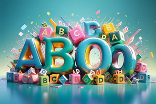 English Word "((((ABCD)))", for kids cheerful, 3d, C4D, mixer, Octane rendering, (full Croma green background), Masterpieces in pastel colors, Hard material, Best Quality, super detaill, High Quality, 4k, 3D