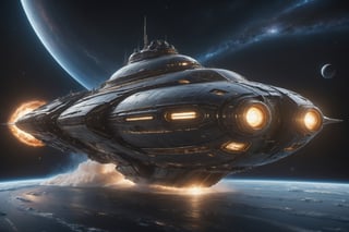 4k,intricate detail,wallpaper,colorful Light,(masterpiece),absurdres,
"Create a detailed and realistic depiction of the space battleship Yamato, focusing on its iconic wave motion gun, sleek hull design, and the cosmic backdrop, capturing the essence of its interstellar voyage,
,Renaissance Sci-Fi Fantasy,High Renaissance,Sci-Fi,Starship