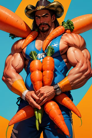 (Macho:1.5) Carrots man,personification,People of the colour of carrots


