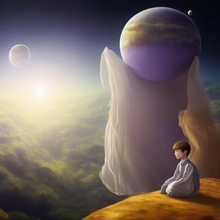 a beautiful painting about of the story follows a young prince who visits various planets in space, including earth, and addresses themes of loneliness, friendship, love, and loss, 8 k resolution, hdr, highly detailed