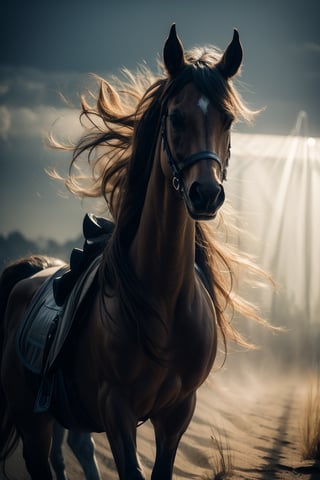 (dark magic), (grim), fantasy dynamic pose, elegant,dramtic light, transparency, ,shadow,surrealism,riding horse, running horses, dessert, smoke, sunlights through the sandstorm,thunderstorm,translucent,contrapposto, action packed, by Alena Aenami, fantasy, magic, magic beams, (intricate details), (hyperdetailed), 8k hdr, high detailed, lot of details, high quality, soft cinematic light, dramatic atmosphere, atmospheric perspective



