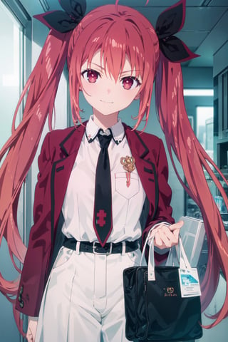 (((pixel-perfect, detail-perfect))), solo, 1girl, kotori itsuka, jacket, necktie, looking at viewer, closed mouth, smirk, kotori itsuka,kotori itsuka, soft