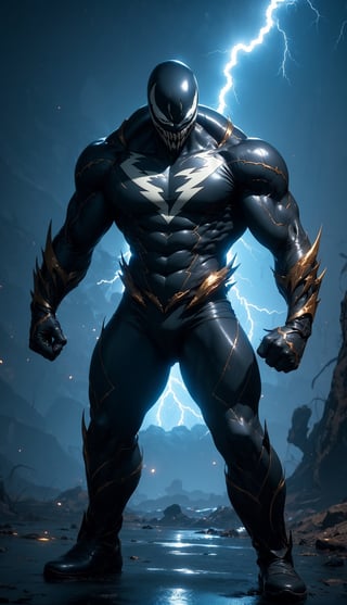 (Masterpiece, best quality, ultra-detailed, best shadow, Unreal Engine 5), (detailed background), one man, character_venom,
lightning around him, smooth head,