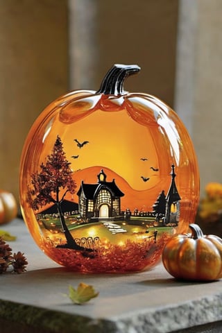 glass pumpkin at the cemetery ,Leonardo Style