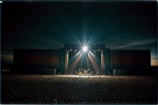 Pink Floyd in concert the wall walking hammers at night

