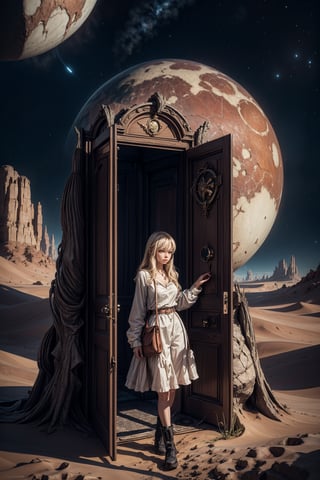 Girl, Door, Desert, Another World,Science Fiction,Surrealism