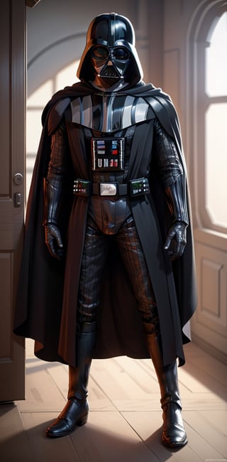 Highly detailed, High Quality, Masterpiece, beautiful, IncrsUnsheathingAKatanaMeme, sheath, holding sheath, , indoors, darth vader, Black_outfit,hood, hood_up, darth vader helmet,cape,armor, shoulder armor, 
