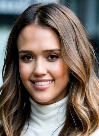 RAW portrait photo of beautiful young sks woman, black turtleneck, natural lighting, by Dominique Issermann, detailed face, UHD, absurdres, epic scene composition, 
cinematic look, Fujifilm XT3, dslr, high quality, film grain 
lora:locon_jessicaalba_v1_from_v1_64_32:1