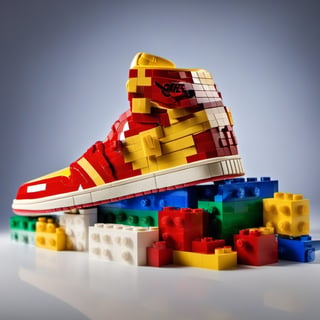 absolute real nike air jordan 1 themed lego, photo studio, studio lights