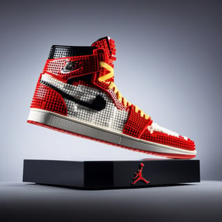 absolute real nike air jordan 1 themed lego, photo studio, studio lights