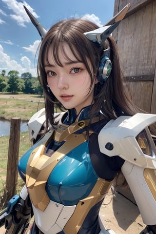 mecha_musume, metal, masterpiece, hyper Realistic, best quality, best quality, Amazing,extremely detailed, unity 8k wallpaper,  beautiful detailed face, extremely detailed CG unity 8k wallpaper, 1girl, asian, masterpiece, best quality, Amazing, beautiful detailed face, 1girl, asian,  mecha musume,  weapons, (furture battalfield background:1.35),colorful , water