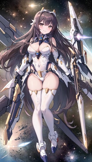 (masterpiece, best quality, ultra-detailed, 8K, ), high detail, seductive_pose, 

1girls,  floating on space,  floating_hair, smiling eyes, symmetry design, ,mechanical,  holding weapon, 
 golden mecha_musume, sexy, ,bg_imgs
