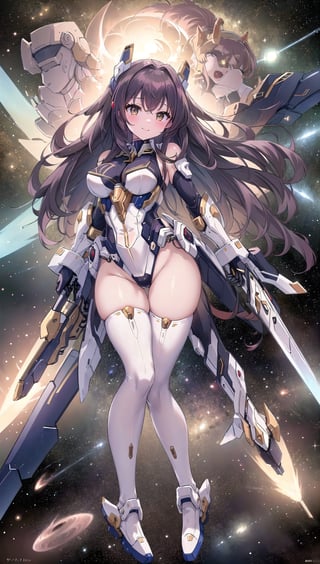 (masterpiece, best quality, ultra-detailed, 8K, ), high detail, seductive_pose, 

1girls,  floating on space,  planets,  floating_hair, smiling eyes, symmetry design, ,mechanical,  holding weapon, 
 golden mecha_musume, sexy, ,bg_imgs