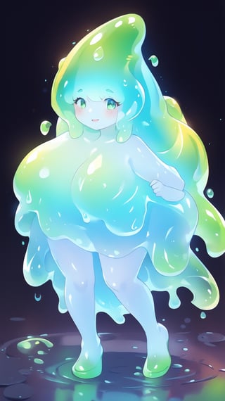 a young woman, full body, vibrant color,slime,slime_girl, transparent:1.1, nsfw,masterpiece,slimecpt,monster girl