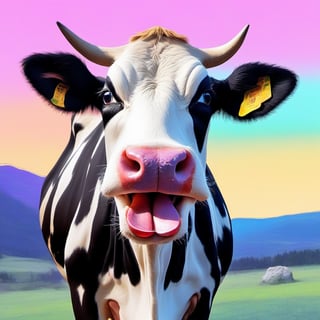 
/imagine prompt: a cow sticking out its tongue, bay background, alcohol ink, 16 bit