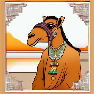 
/imagine prompt: the face of a camel drinking a lemonade after a busy day, the camel is dressed in traditional indian clothing, also there is a multicolored oasis in the background., ascii art, burnt amber, apricot color, illustration, celtic outfit
