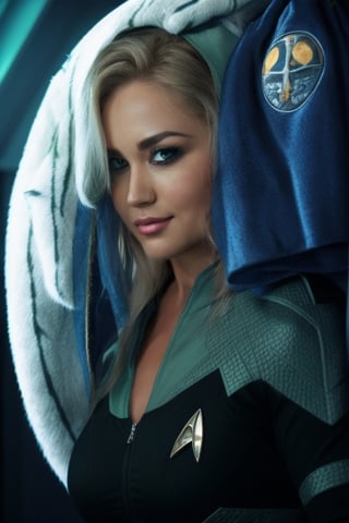 urmah_titans_,muscle_body_completed,white_tiger_mutant_star_trek_costume,green_eyes_,sirio_logo,big_boobies