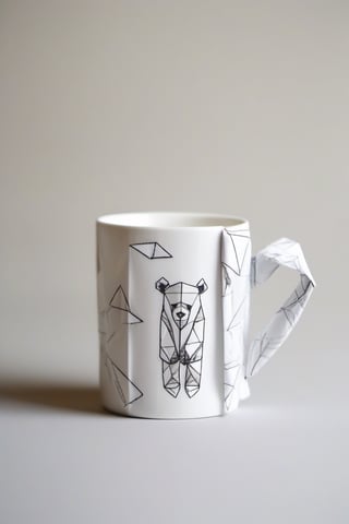 Coffe mug, origami, bedsheet, animals, bear
