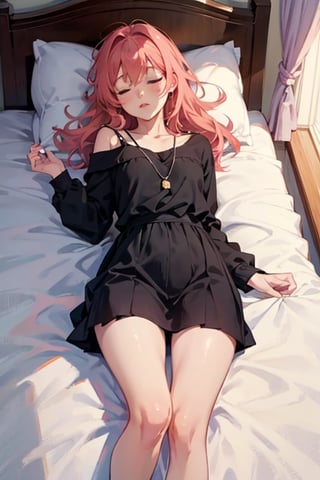Cute anime girl sleeping in her bed