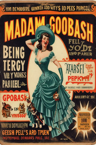 madam goobash and and her demonic chihuahua  1800´s vintage add