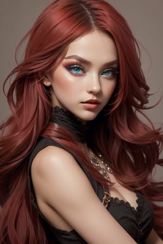 ((masterpiece, best quality)),1girl red eyeshadow blue eyes makeup,KATARINA