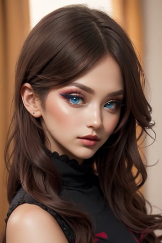 ((masterpiece, best quality)),1girl red eyeshadow blue eyes makeup