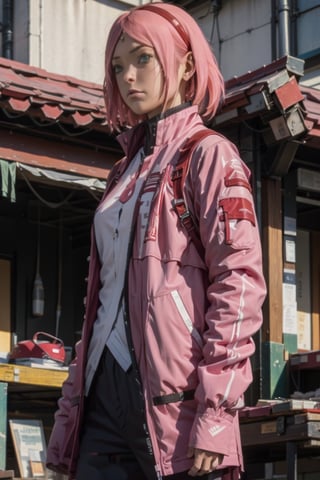 ((masterpiece, best quality)),urban techwear,haruno sakura