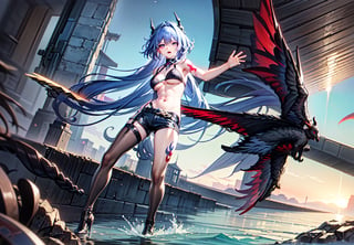 best_quality,highres,extremely_detailed, 1girl,beautiful_face,navel,light_aqua_hair,very_long_hair,full_body, ,obscenity_tattoo,windmage,aqua_tattoo,green_tattoo,waist_tattoo,neck_tattoo, village_succubus,wings,horns,tail, BREAK official_art,watercolor_\(medium\),fantasy, flying,waterfal,canyon,valley,magical_girl,GGAS_Box,,Kafka(character),acheron \(honkai: star rail\)