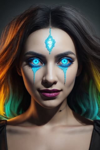 Navel, best quality,  8k,  ultra-detailed,  realistic:1.37,  vibrant colors,  vivid shading,  breathtaking portrait of an alien shapeshifter entity,  mesmerizing eyes,  intricate facial details,  otherworldly skin texture,  insane smile,  unnerving and intricate complexity,  surreal horror atmosphere,  dark shadows,  inverted neon rainbow drip paint,  ethereal glow,  hypnotic energy,  transcendent beauty,  mystical aura,  octane render,,Realism,photorealistic,Portrait