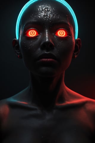 best quality,  8k,  ultra-detailed,  realistic:1.37,  vibrant colors,  vivid shading, ( breathtaking portrait of an alien shapeshifter entity),  mesmerizing eyes,  intricate facial details,  otherworldly skin texture,   unnerving and intricate complexity,  surreal horror atmosphere,  dark shadows,  inverted neon rainbow drip paint,  ethereal glow,  hypnotic energy,  transcendent beauty,  mystical aura,  octane render,,Realism,photorealistic,redneonstyle, glowing, red theme