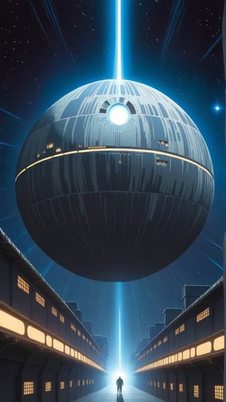 Death Star in the space, masterpiece, bright light, Studio Ghibli style, StdGBRedmAF