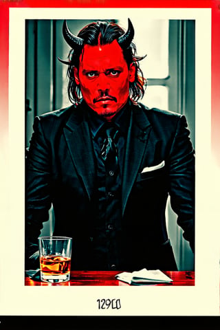 Johnny Depp as the devil drinks whiskey