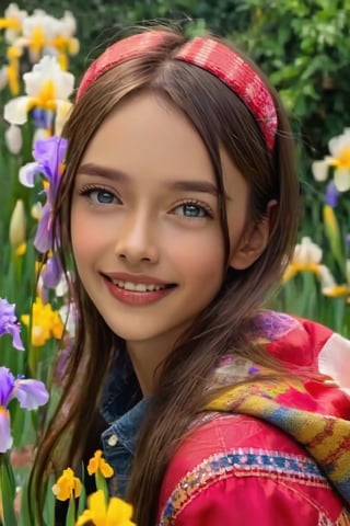 dramatic lighting, (highly detailed face:1.4),, Ultimate Cute Face:1.5, smile:1.0, long hair,Hair fluttering in the wind. perfect eyes, realistic iris, (in a fild of flowers), She is wearing random clothing. 1 Girl, ((torso visible)), Ultra High Resolution, (Realistic: 1.4), RAW Photo, Best Quality, (Photorealistic Stick), Focus, Soft Light, (depth of field), masterpiece, (realistic), woman, bangs

