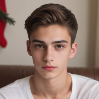 an 18 years old handsome cute italian boy, (wear christmas costume, christmas, christmas decoration, christmas tree), sharp focus, finely detailed eyes and face, short hair, fade haircut, male_only, sharp skin, masterpiece, photorealistic, ultra-detailed, fine skin detail, best, super fine, best quality, ultra highres, 8k, RAW photo, handsome italian boy,