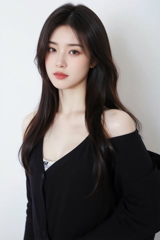 Open mouth with white teeth, tall and thin, 30-year-old beauty, height 172 cm, weight 47 catties, black hair, C cup, medium chest, simple and plain clothes, full_body