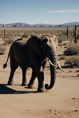 An elephant parade in the Mojave desert