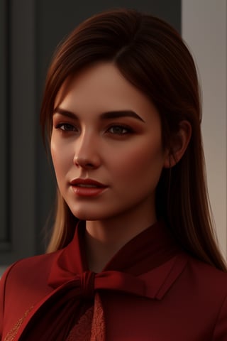 A realistic three-dimensional render of an elegant lady with brown hair, showcasing intricately detailed skin texture and shadow, trending on Artstation with high-quality 8k resolution, acmm ss outfit, Myanmar, Burmese,acmm ss outfit,1 girl