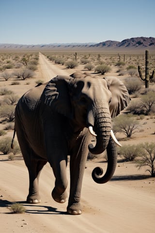 An elephant parade in the Mojave desert