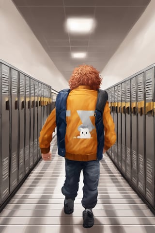 Top Anthro-Lionman wearing male college jacket clothes walking in the lockerroom corridor, human love him, best quality, creative, best handsome cute lion, best lion anatomy, very well formed pawns and tail and mane, very symmetric male lion head, ultra resolution, very detailed, real life, new, newest, fun, 🦁 composition, we love 🦁, roar!, meow!