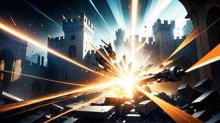 4k, masterpiece, Italian castle city, (trendwhore style:1.4), ((bursting abstract lightwaves)), abstract art explosion, abstract light rays, abstract mecha pieces, robot parts, shattered reality, ((bursting light rays),   orange theme. sharp details. BREAK highest quality, detailed and intricate, original artwork, trendy, vector art, award-winning, artint, SFW, ,night city,DonMW15pXL,itacstl