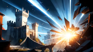 4k, masterpiece, Italian castle city, (trendwhore style:1.4), ((bursting abstract lightwaves)), abstract art explosion, abstract light rays, abstract mecha pieces, robot parts, shattered reality, ((bursting light rays),   orange theme. sharp details. BREAK highest quality, detailed and intricate, original artwork, trendy, vector art, award-winning, artint, SFW, ,night city,DonMW15pXL,itacstl