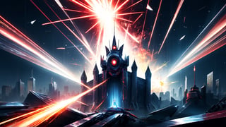 4k, masterpiece, abstract castle, (trendwhore style:1.4), ((bursting abstract lightwaves)), abstract art explosion, abstract light rays, abstract mecha pieces, robot parts, shattered reality, ((bursting light rays),   red theme. sharp details. BREAK highest quality, detailed and intricate, original artwork, trendy, vector art, award-winning, artint, SFW, ,night city,DonMW15pXL,itacstl