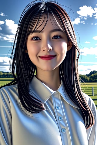 big white clouds moving in a light blue sky, very luminous, 8k, realistic, fluffy, soft, kawaiitech,  natural smile,<lora:659111690174031528:1.0>