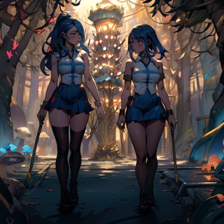 masterpiece,colorful,{best quality},detailed eyes,high constrast,ultra high res.glowing clothes,A girl is walking a dark forest with glowing shrooms,full body,Lucy_Heartfilia