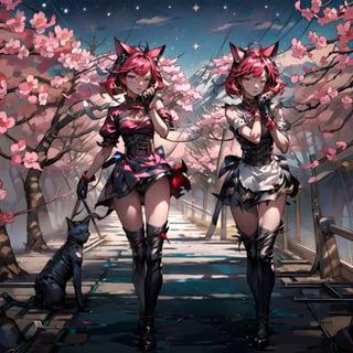 masterpiece,  best quality,  cute,  animal ears,  shorts,  paw pose,  facing viewer,  looking at viewer,walking in a sakura forest, destiny /(takt op./) dressed as a hot maid neko with torn up clothes,detailed face,cute expression,ahegao_face,barely clothed with,perfectbody,detailed,realistic eyes,,skirt flowing in the wind,destiny /(takt op./) is in a starry mountain with magical stars in the skies,realistic,using cat pawns gloves,high res,