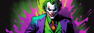 midshot, cel-shading style, centered image, ultra detailed illustration of The Joker, posing, ((Full Body)), (tetradic colors), ((inkpunk)), ((ink lines)), strong outlines, art by MSchiffer, bold traces, unframed, high contrast, cel-shaded, 4k resolution, best quality, (chromatic aberration:1.8)