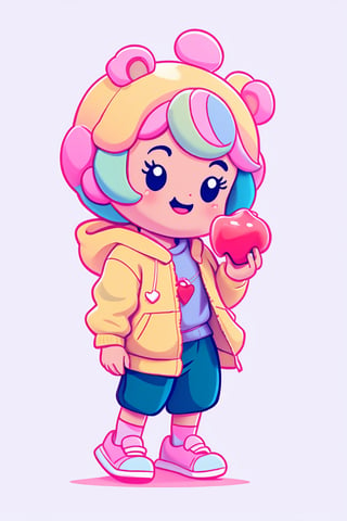 Cartoon character, style of Cathleen McAllister, a cute peanapple, on clouds, pastel colors, simple backgrouned, artstation, indonesia, sticker, cutestickers,cutestickers, male, 2 years old,