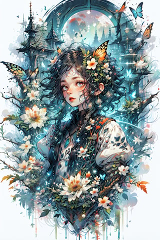 Maximalism, masterpiece, top quality, 8k, high resolution, super detailed, absurd, vivid contrast, insanely detailed,
BREAK
1girl, (Beautiful face, brightly colored shining eyes, clear skin, shiny hair: 1.2),
BREAK
(Flowers, butterflies, wind, moon:1.3)
BREAK
(Full-length composition:1.4),girl, CrclWc