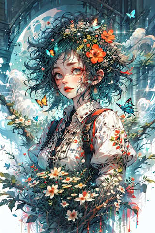 Maximalism, masterpiece, top quality, 8k, high resolution, super detailed, absurd, vivid contrast, insanely detailed,
BREAK
1girl, (Beautiful face, brightly colored shining eyes, clear skin, shiny hair: 1.2),
BREAK
(Flowers, butterflies, wind, moon:1.3)
BREAK
(Full-length composition:1.4),girl, CrclWc