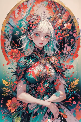 high resolution,  ultra detailed,  (masterpiece:1.4),  taeri,  busty,  super photo realistic illustration,  highres,  ultla detailed,  absurdres,  best quality,  woman,  flower dress,  colorful,  darl background,  flower armor,  green theme,  exposure blend,  medium shot,  bokeh,  (hdr:1.4),  high contrast,  (cinematic,  teal and orange:0.85),  (muted colors,  dim colors,  soothing tones:1.3),  (god bless you:1.3), 
compassionate expression,  empathetic,  caring,  kind, 
content expression,  satisfied,  pleased,  gratified, 
thoughtful expression,  pensive,  reflective,  contemplative, 
determined expression,  resolute,  purposeful,  firm, 

(colorful:1.5),  glowing lights,  pillar of lights,  blooming light effect, 
papier colle,  paper collage,  layered compositions,  varied textures,  abstract designs,  artistic juxtapositions,  mixed-media approach, 
(Zentangle:1.5),  structured patterns,  meditative drawing,  intricate designs,  focus and relaxation,  creative doodling,  artistic expression